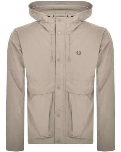 Fred Perry Cropped Parka Jacket - Grey