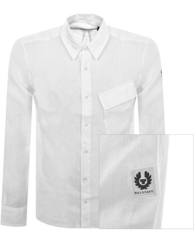 Belstaff Scale Linen Long Sleeved Shirt - White