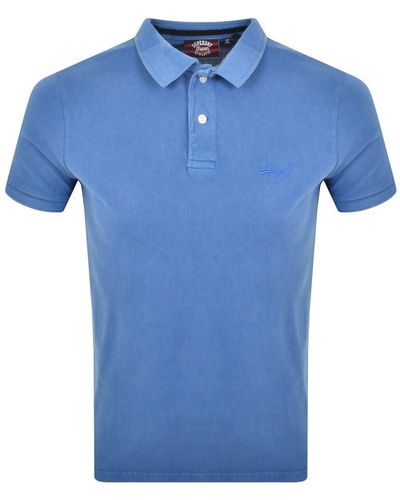 Superdry Short Sleeved Polo T Shirt - Blue