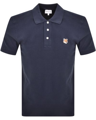 Maison Kitsuné Fox Head Polo T Shirt - Blue