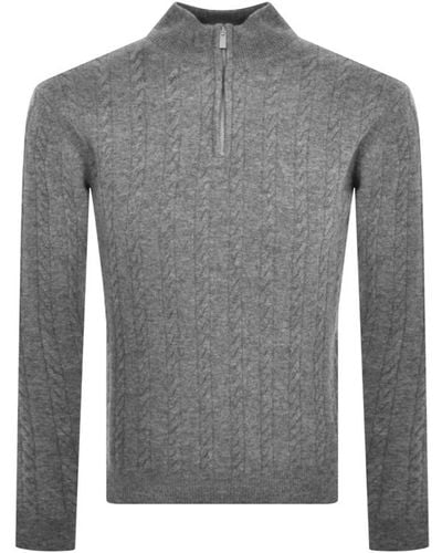 Oliver Sweeney Glanlough Half Zip Knit Sweater - Gray