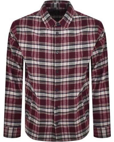 Armani Exchange Long Sleeve Check Shirt - Red