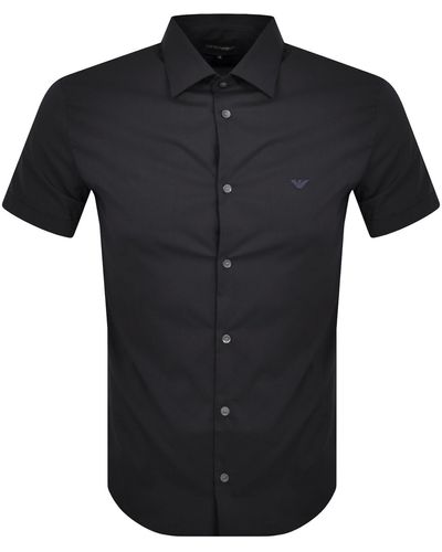 Armani Emporio Short Sleeved Slim Fit Shirt - Black