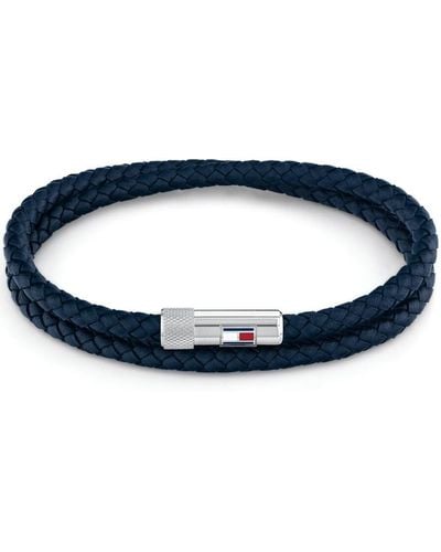 Tommy Hilfiger Leather Double Wrap Bracelet - Blue