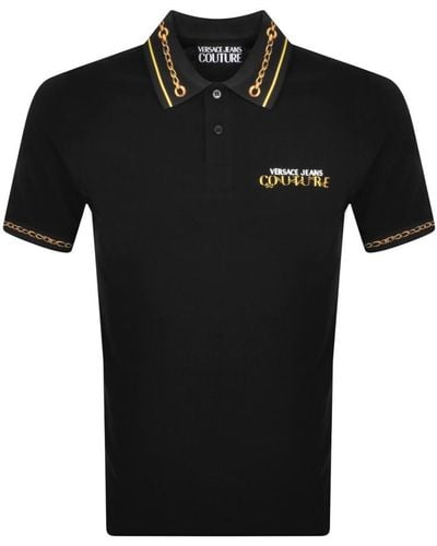 Versace Couture Chain Polo T Shirt - Black