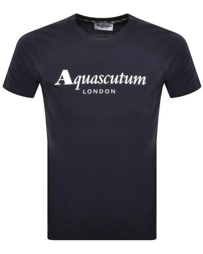Aquascutum Logo T Shirt - Blue