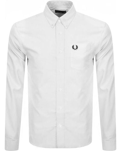 Fred Perry Long Sleeved Oxford Shirt - White