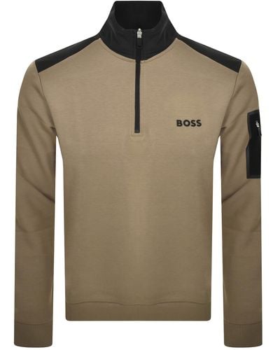 BOSS Boss Sweat 1 Half Zip Sweatshirt - Green