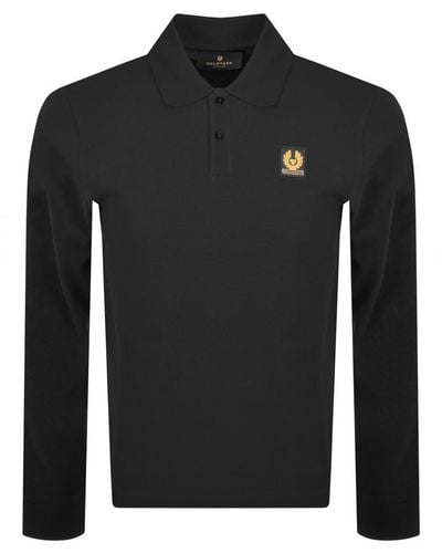Belstaff Logo Long Sleeve Polo T Shirt - Black