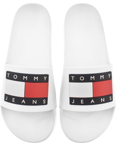 Tommy Hilfiger Logo Pool Sliders - White