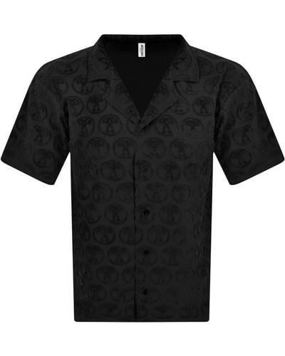 Moschino Swim Towelling Short Sleeve Shirt - Black