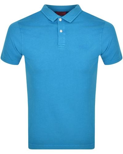 Superdry Essential Logo Neon Polo T Shirt - Blue