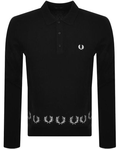 Fred Perry Laurel Wreath Trim Knit Sweater - Black