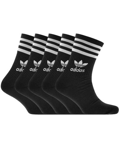 adidas Originals Five Pack Mid Cut Crew Socks Blac - Black