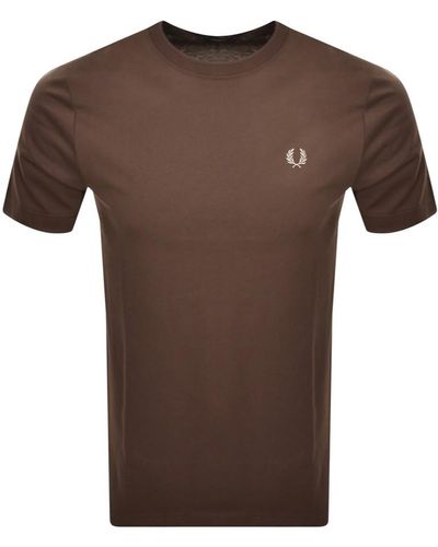 Fred Perry Crew Neck T Shirt - Brown