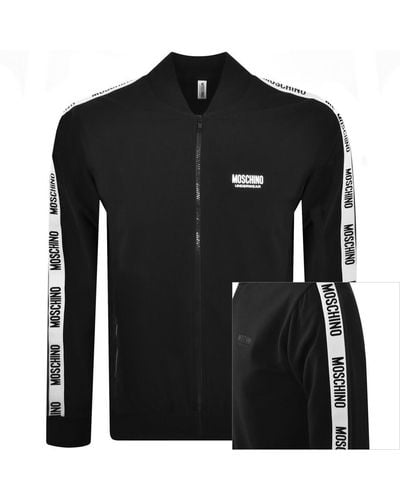 Moschino Logo Full Zip Sweatshirt - Black