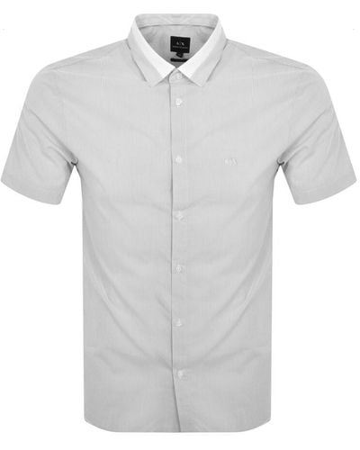 Armani Exchange Short Sleeved Stripe Shirt - Grey