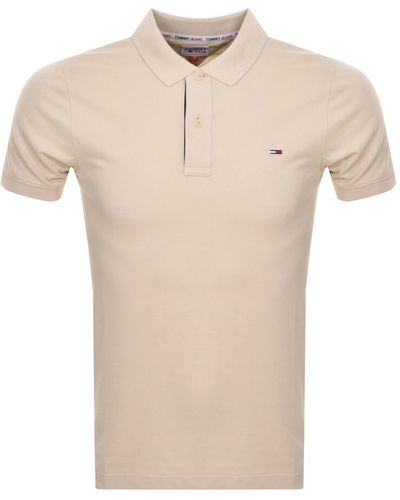 Tommy Hilfiger Slim Fit Placket Polo T Shirt - Natural