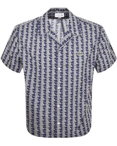 Lacoste Check Short Sleeved Shirt - Blue