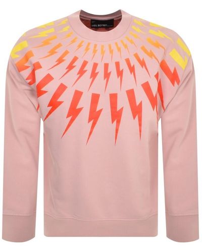 Neil Barrett Fairisle Thunderbolt Sweatshirt - Pink