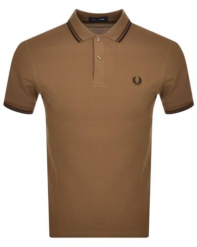 Fred Perry Twin Tipped Polo T Shirt - Brown