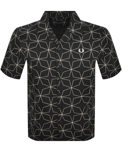 Fred Perry Geometric Print Shirt - Black