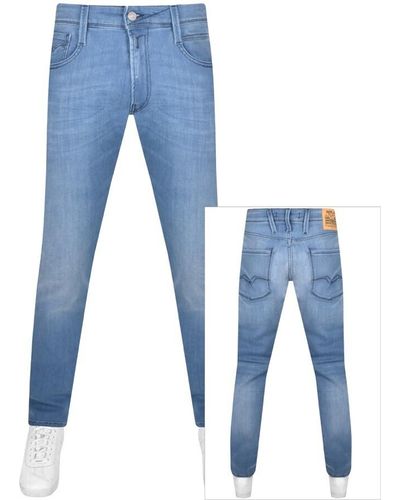 Replay Anbass Hyperflex Jeans Mid Wash in Blue for Men | Lyst UK