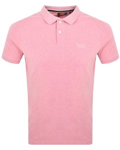 Superdry Short Sleeved Polo T Shirt - Pink