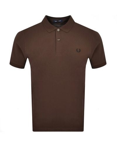 Fred Perry Plain Polo T Shirt - Brown