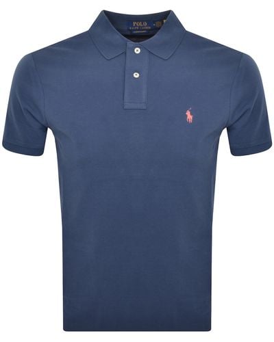 Ralph Lauren Custom Slim Polo T Shirt - Blue