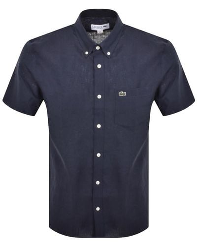 Lacoste Linen Short Sleeved Shirt - Blue