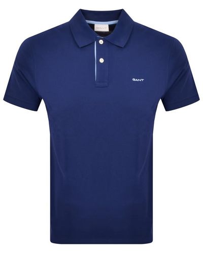 GANT Collar Contrast rugger Polo T Shirt - Blue