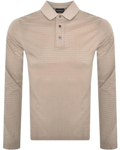 Armani Emporio Long Sleeved Polo T Shirt - Natural