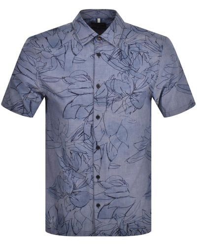 Ted Baker Chambray Floral Shirt - Blue