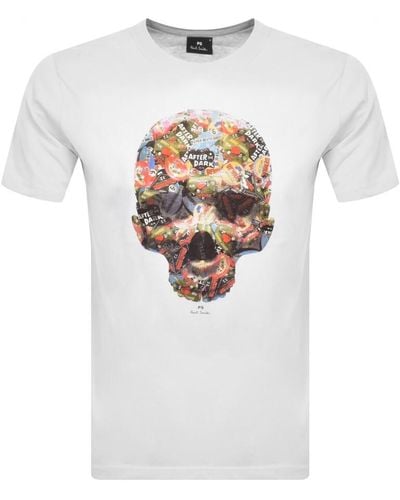 Paul Smith Skull Sticker T Shirt - White