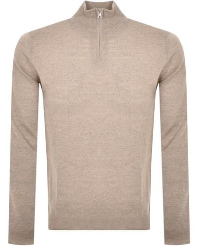 Oliver Sweeney Curragh Half Zip Knit Sweater - Natural
