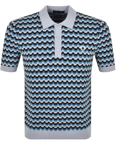 Fred Perry Knitted Polo T Shirt - Blue