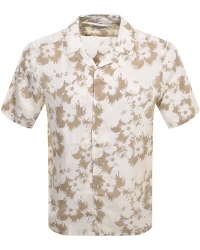 Calvin Klein Flower Short Sleeve Shirt - Natural