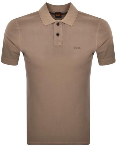BOSS Boss Prime Polo T Shirt - Brown