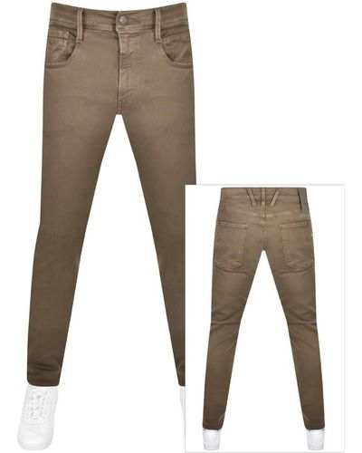 Replay Anbass Hyperflex Slim Fit Jeans - Brown