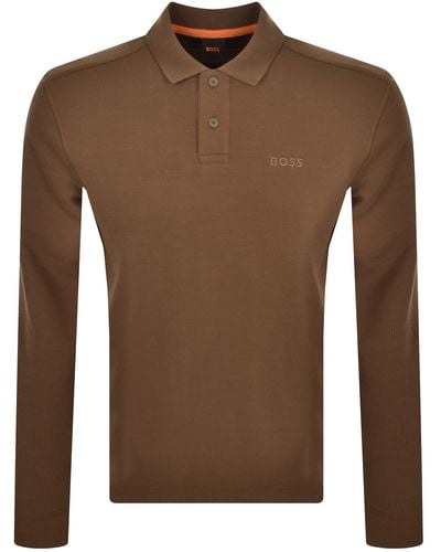 BOSS Boss Petempestolong Polo T Shirt - Brown