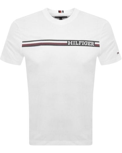 Tommy Hilfiger Monotype Chest Stripe T Shirt - White
