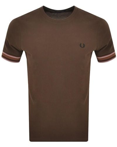 Fred Perry Bold Tipping T Shirt - Brown