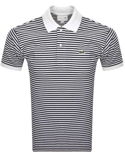 Lacoste Short Sleeved Stripe Polo T Shirt - Blue