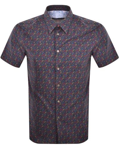 Paul Smith Short Sleeve Tailored Fit Shirt - Blue