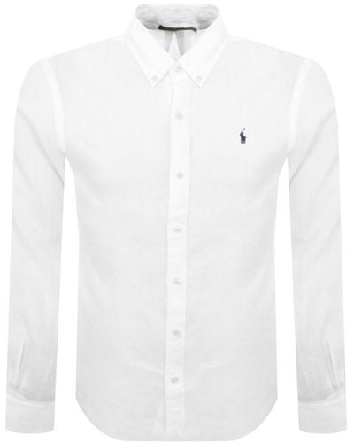 Ralph Lauren Linen Long Sleeved Shirt - White