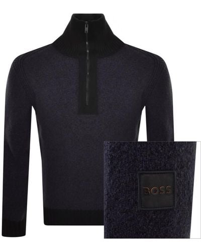 BOSS Boss Atility Half Zip Sweater - Blue