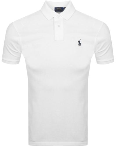Polo Ralph Lauren Short-sleeved Logo-embroidered Slim-fit Cotton-piqué Polo Shirt - White