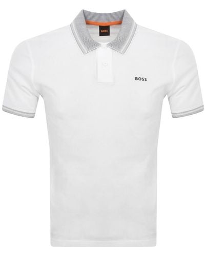 BOSS Boss Pe Glitch Knit Polo T Shirt - White