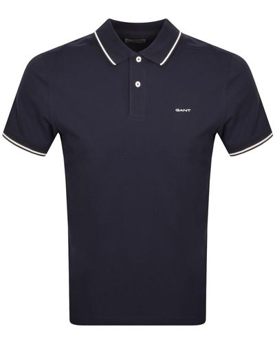 GANT Collar Tipping rugger Polo T Shirt - Blue
